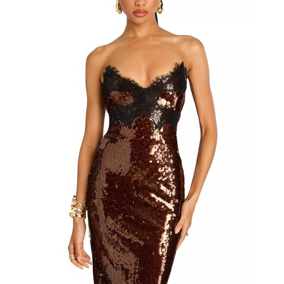 598$ Retrofete Ellen Sequin Strapless Bodycon Party Cocktail Mini Dress Size S - Picture 3 of 4